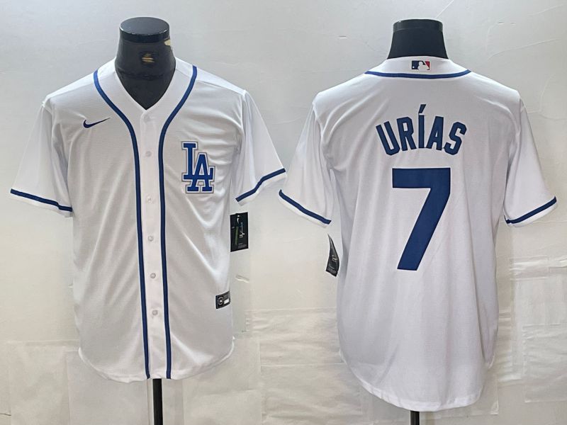 Men Los Angeles Dodgers 7 Urias White Second generation joint name Nike 2024 MLB Jersey style 1
